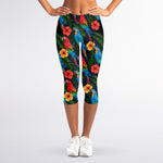 Macaw Parrot Pattern Print Women's Capri Leggings