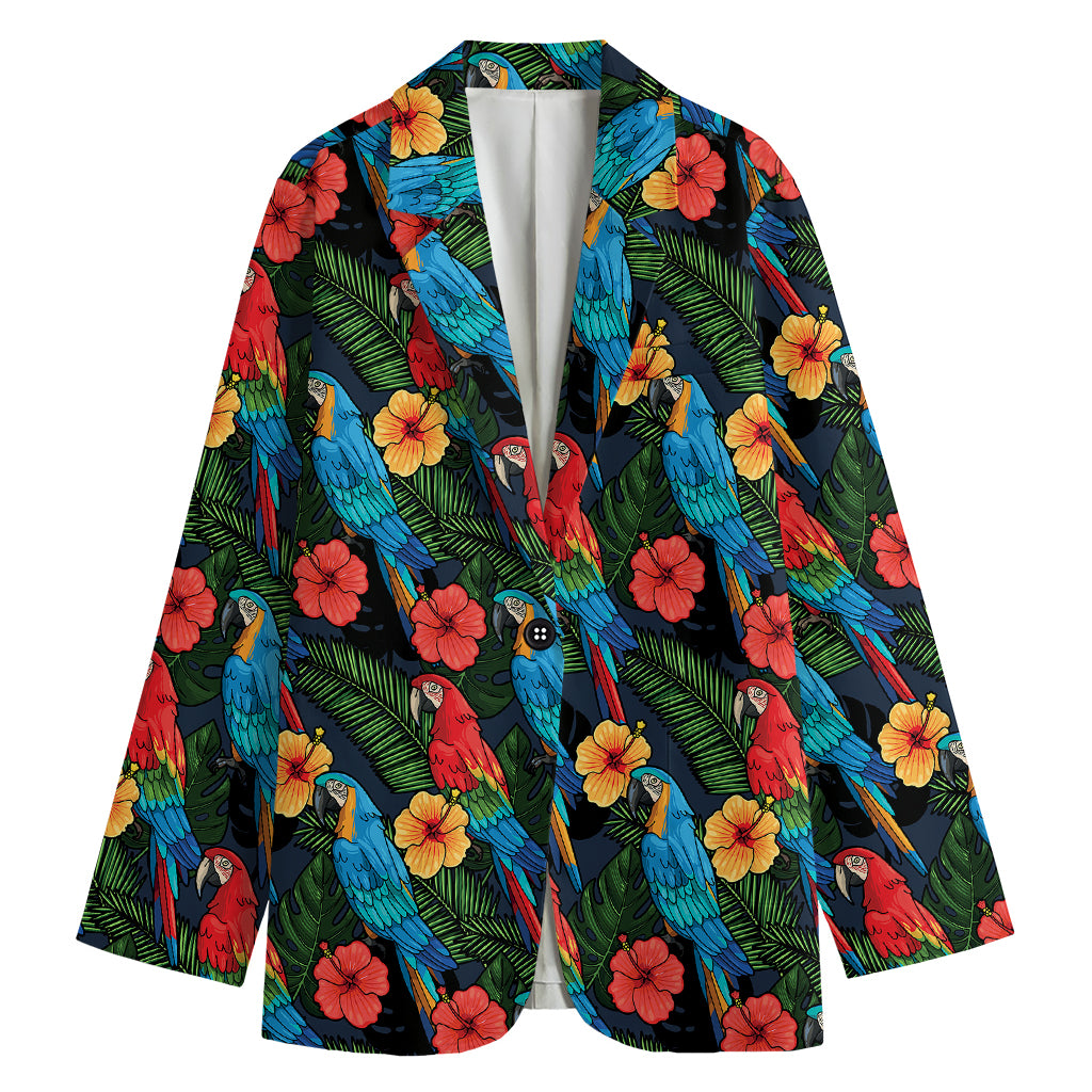 Macaw Parrot Pattern Print Women's Cotton Blazer