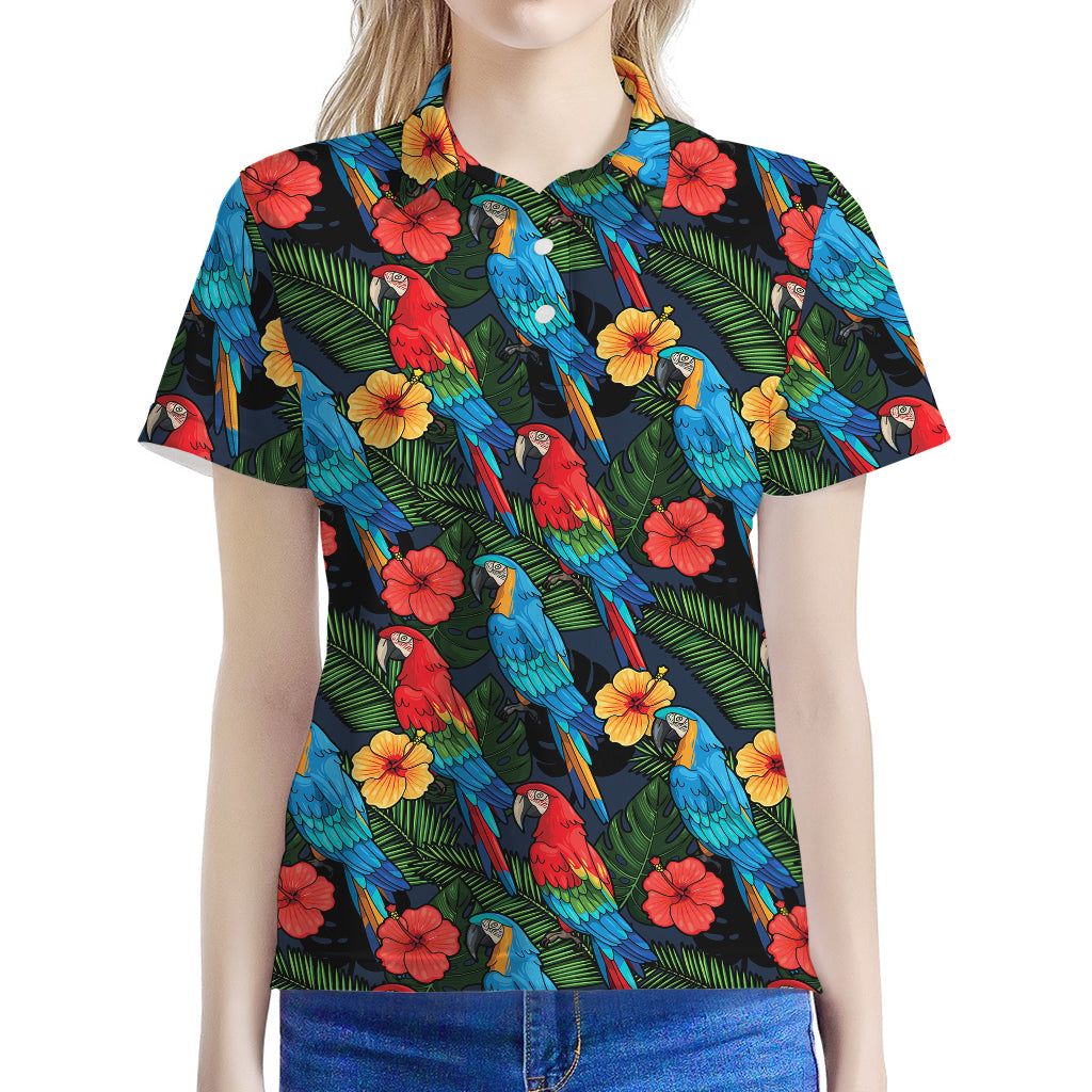 Macaw Parrot Pattern Print Women's Polo Shirt