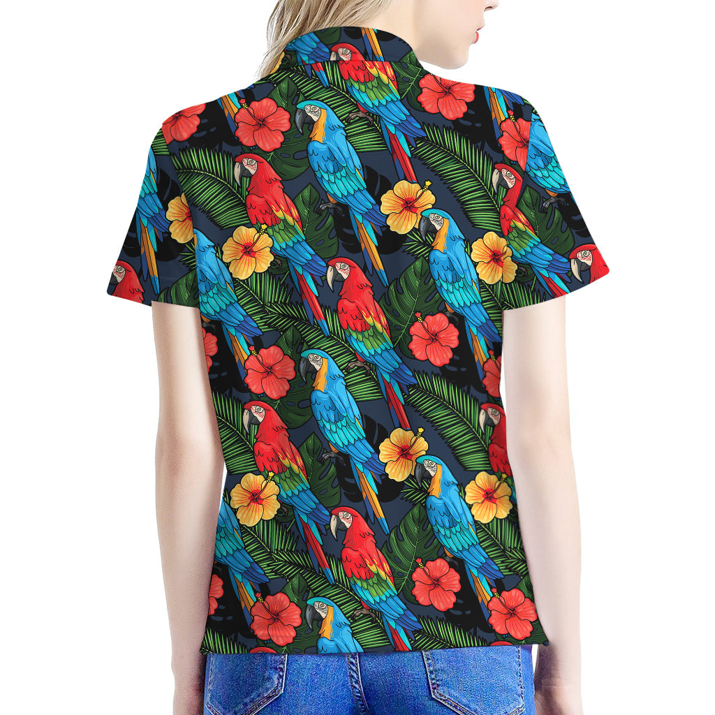 Macaw Parrot Pattern Print Women's Polo Shirt