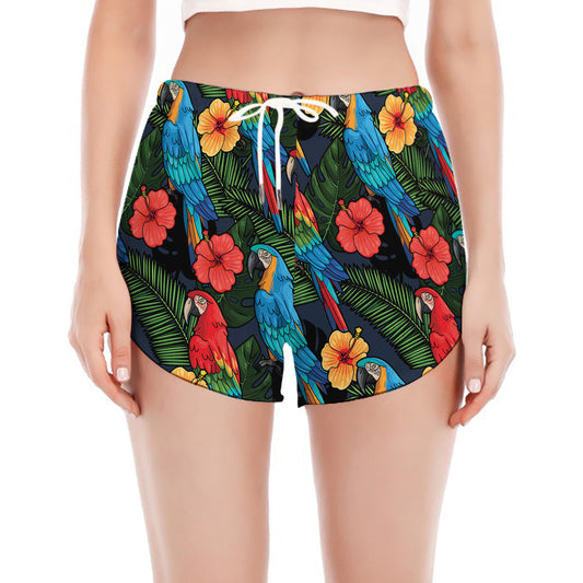 Macaw Parrot Pattern Print Women's Split Running Shorts