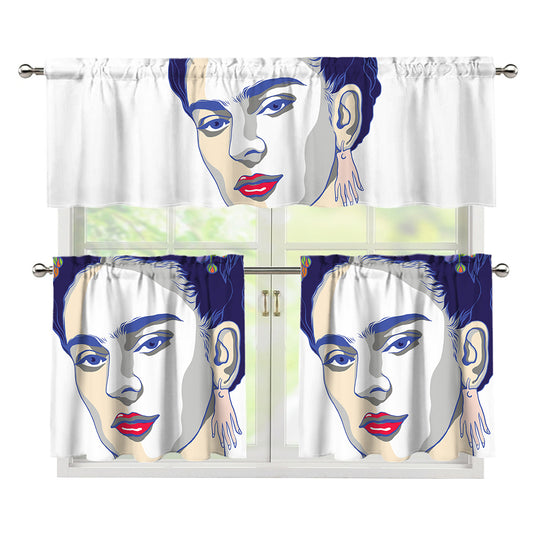 Magdalena Carmen Frida Kahlo Print 3 Piece Kitchen Curtains