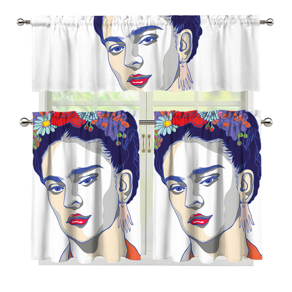 Magdalena Carmen Frida Kahlo Print 3 Piece Kitchen Curtains