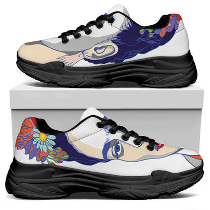 Magdalena Carmen Frida Kahlo Print Black Chunky Shoes