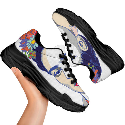 Magdalena Carmen Frida Kahlo Print Black Chunky Shoes