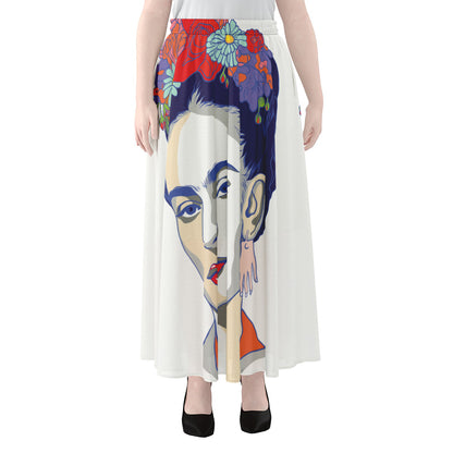 Magdalena Carmen Frida Kahlo Print Chiffon Maxi Skirt