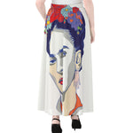 Magdalena Carmen Frida Kahlo Print Chiffon Maxi Skirt