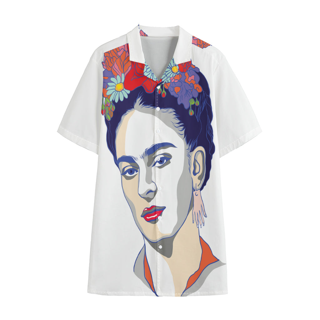 Magdalena Carmen Frida Kahlo Print Cotton Hawaiian Shirt