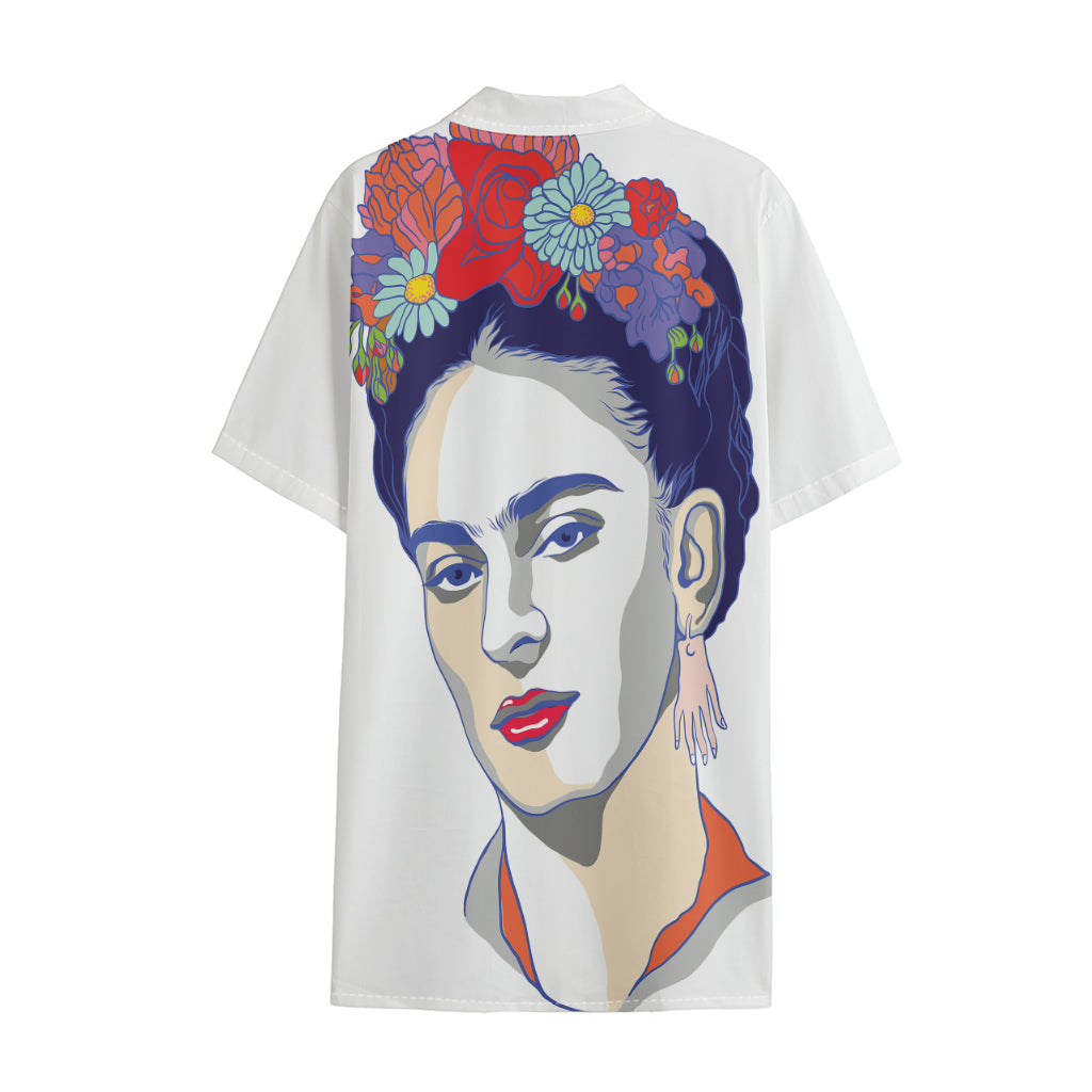 Magdalena Carmen Frida Kahlo Print Cotton Hawaiian Shirt