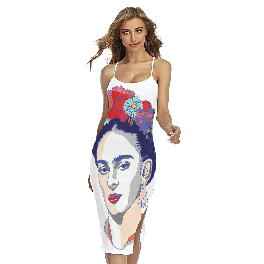 Magdalena Carmen Frida Kahlo Print Cross Back Cami Dress