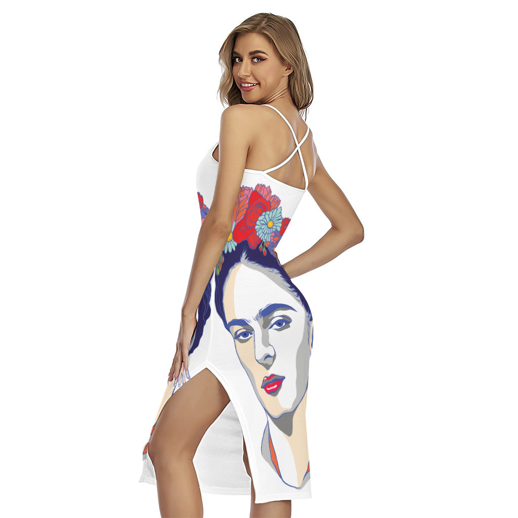 Magdalena Carmen Frida Kahlo Print Cross Back Cami Dress