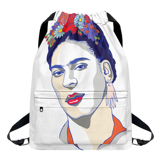 Magdalena Carmen Frida Kahlo Print Drawstring Backpack