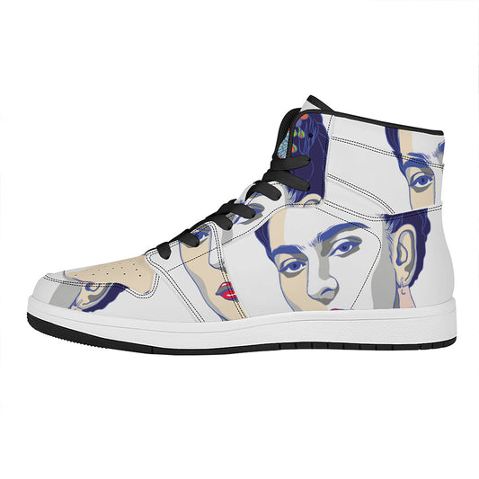 Magdalena Carmen Frida Kahlo Print High Top Leather Sneakers