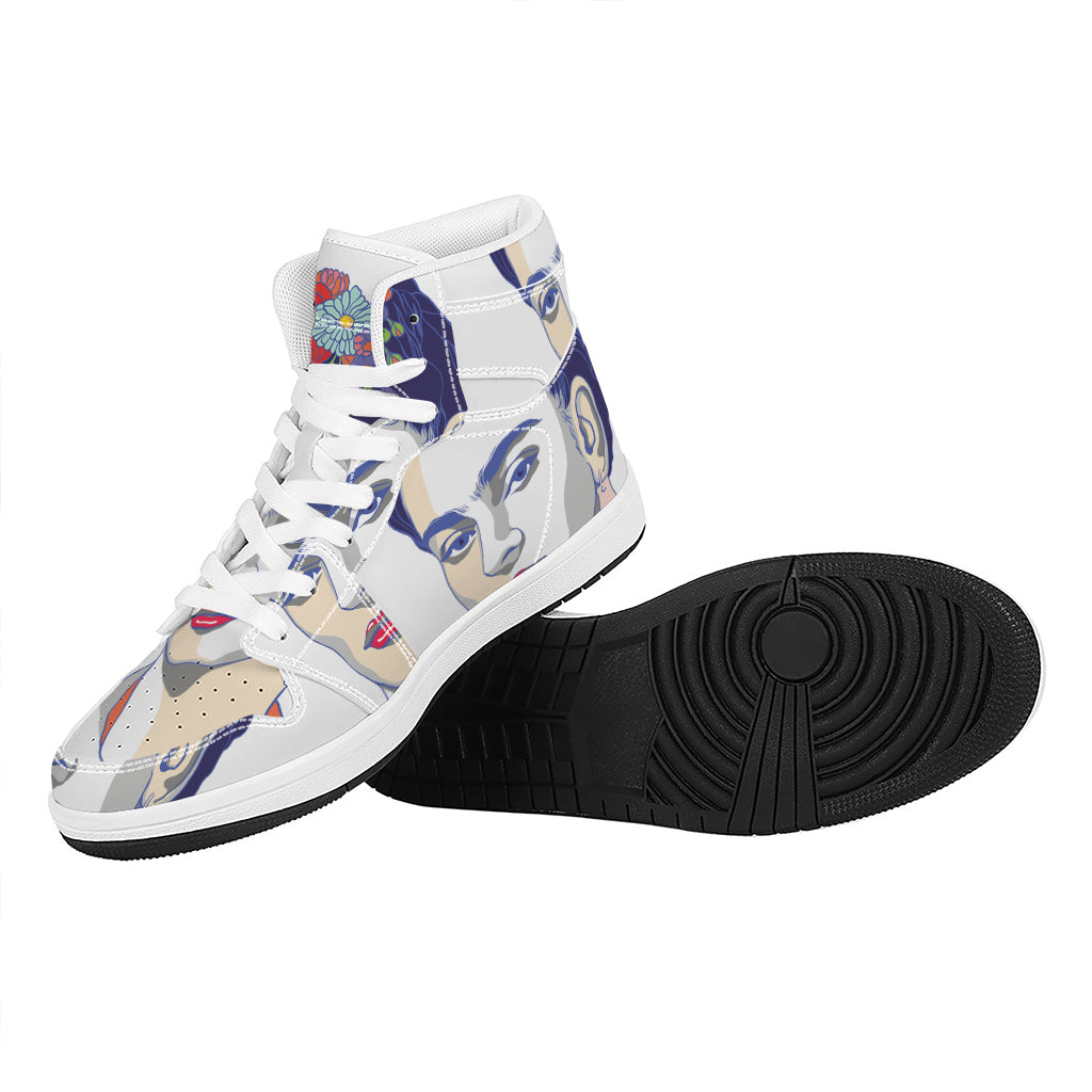 Magdalena Carmen Frida Kahlo Print High Top Leather Sneakers