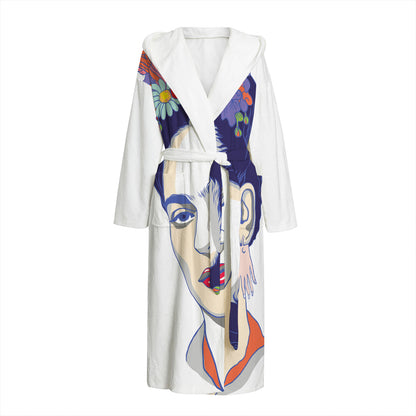 Magdalena Carmen Frida Kahlo Print Hooded Bathrobe