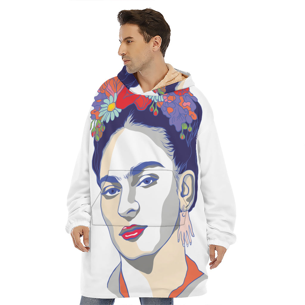Magdalena Carmen Frida Kahlo Print Hoodie Blanket