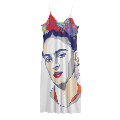 Magdalena Carmen Frida Kahlo Print Jersey Midi Cami Dress