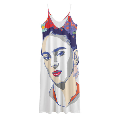 Magdalena Carmen Frida Kahlo Print Jersey Midi Cami Dress