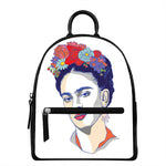 Magdalena Carmen Frida Kahlo Print Leather Backpack