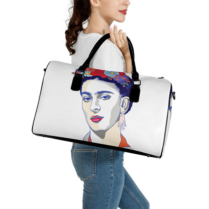 Magdalena Carmen Frida Kahlo Print Leather Duffle Bag