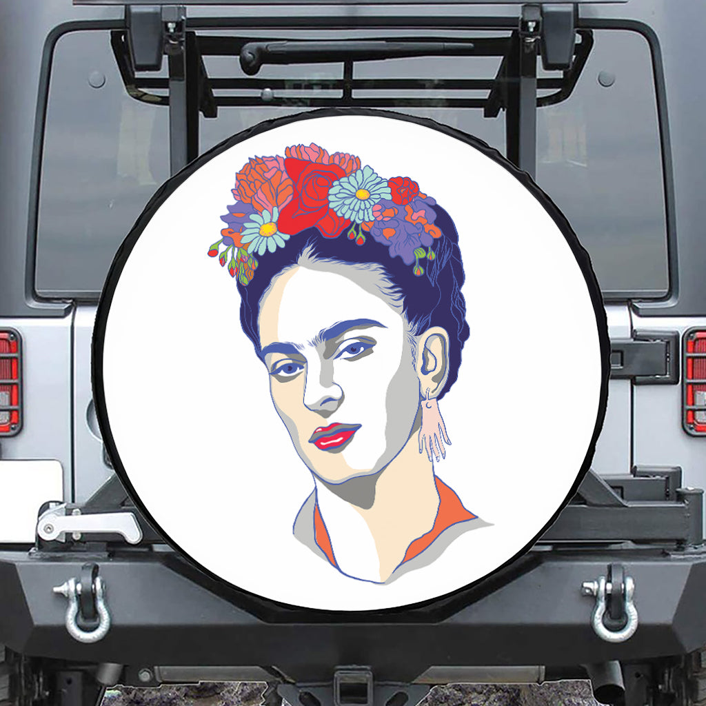 Magdalena Carmen Frida Kahlo Print Leather Spare Tire Cover