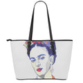 Magdalena Carmen Frida Kahlo Print Leather Tote Bag With Zipper