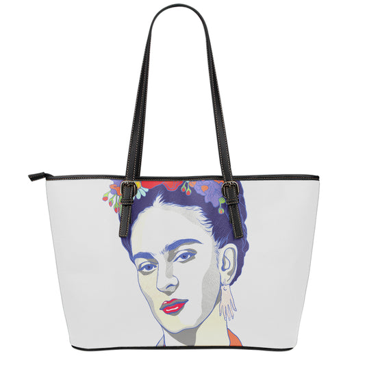 Magdalena Carmen Frida Kahlo Print Leather Tote Bag