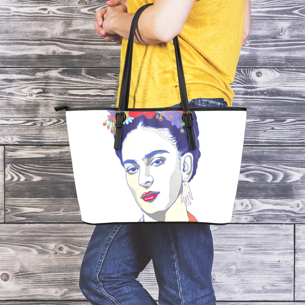 Magdalena Carmen Frida Kahlo Print Leather Tote Bag