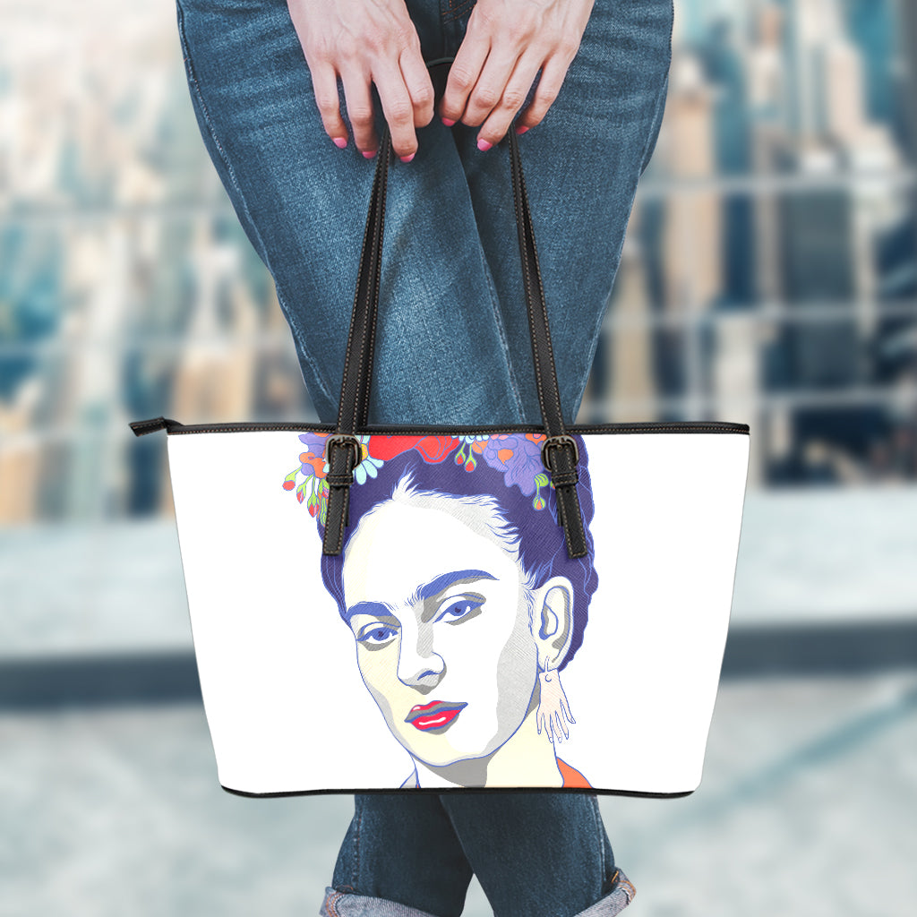 Magdalena Carmen Frida Kahlo Print Leather Tote Bag