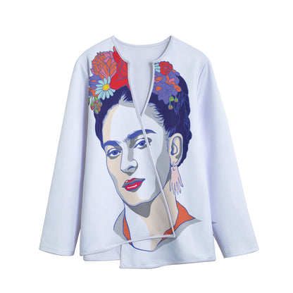 Magdalena Carmen Frida Kahlo Print Long Sleeve Short Coat