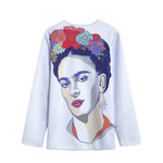 Magdalena Carmen Frida Kahlo Print Long Sleeve Short Coat