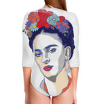 Magdalena Carmen Frida Kahlo Print Long Sleeve Swimsuit