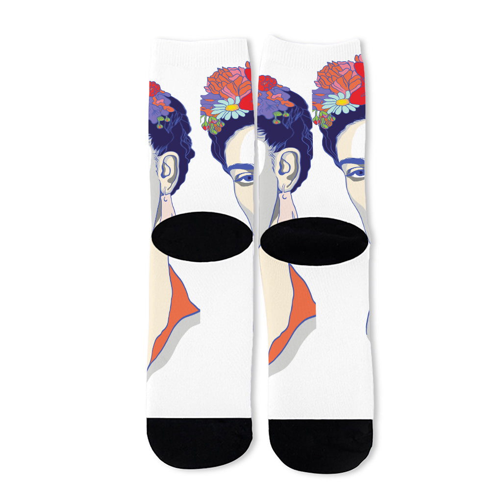 Magdalena Carmen Frida Kahlo Print Long Socks