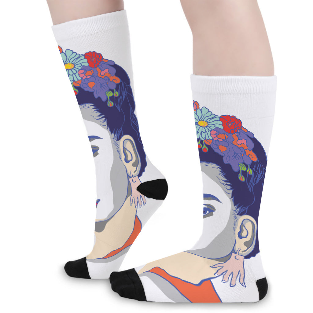 Magdalena Carmen Frida Kahlo Print Long Socks