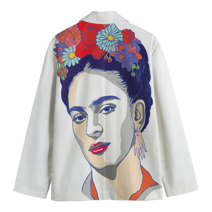 Magdalena Carmen Frida Kahlo Print Men's Cotton Blazer