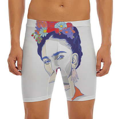 Magdalena Carmen Frida Kahlo Print Men's Long Boxer Briefs