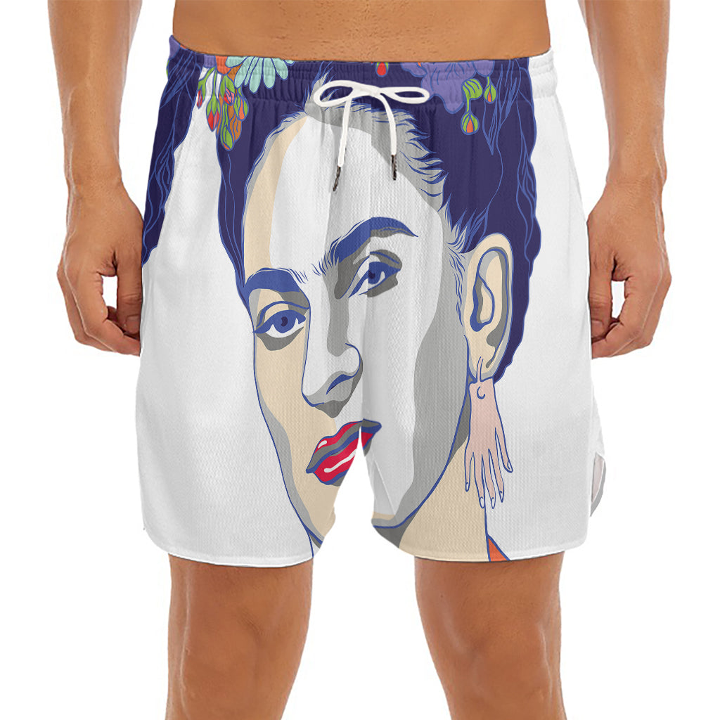 Magdalena Carmen Frida Kahlo Print Men's Split Running Shorts