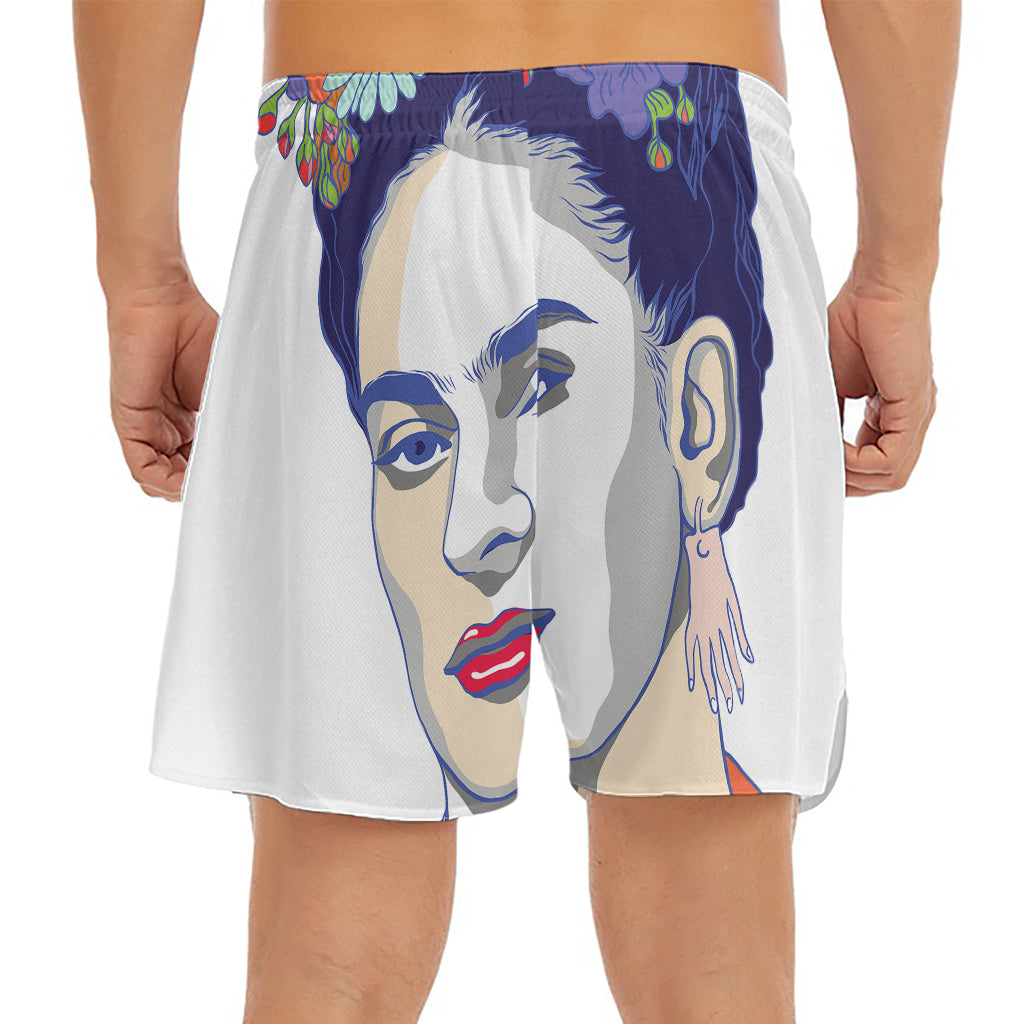 Magdalena Carmen Frida Kahlo Print Men's Split Running Shorts