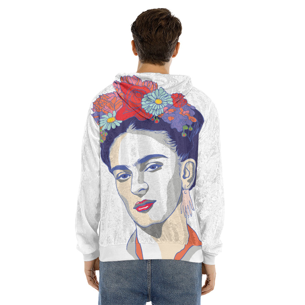 Magdalena Carmen Frida Kahlo Print Men's Velvet Pullover Hoodie