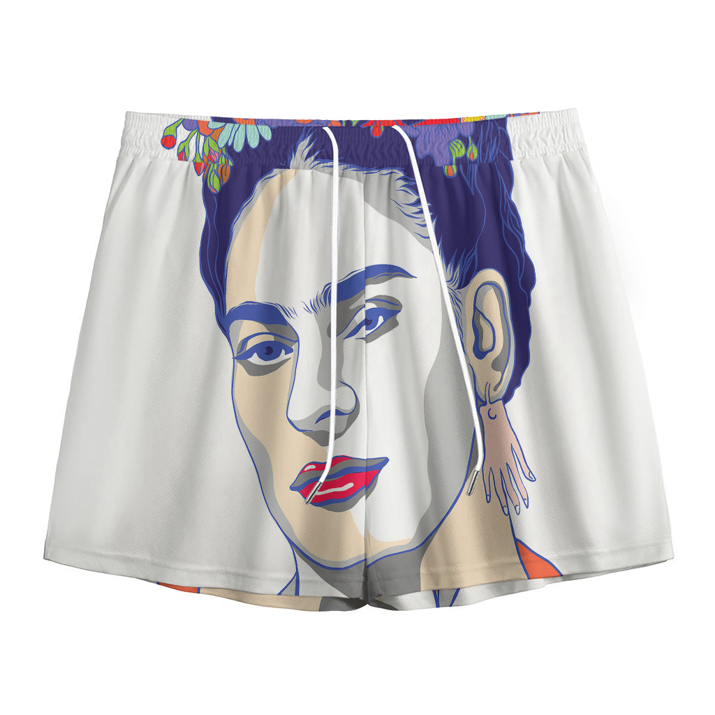 Magdalena Carmen Frida Kahlo Print Mesh Shorts