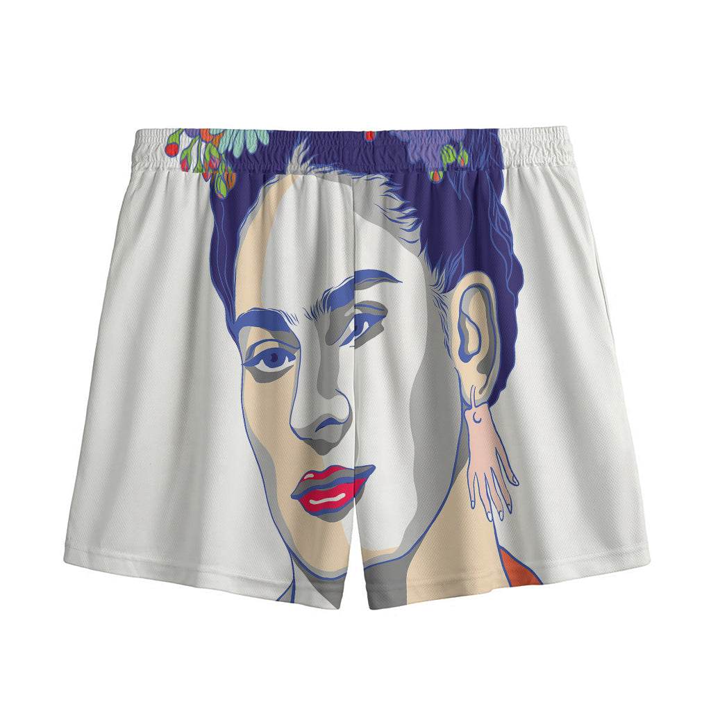 Magdalena Carmen Frida Kahlo Print Mesh Shorts