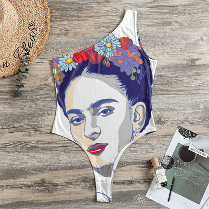 Magdalena Carmen Frida Kahlo Print One Shoulder Bodysuit