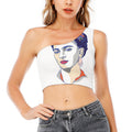 Magdalena Carmen Frida Kahlo Print One Shoulder Crop Top