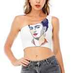 Magdalena Carmen Frida Kahlo Print One Shoulder Crop Top