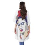 Magdalena Carmen Frida Kahlo Print Open Front Beach Cover Up