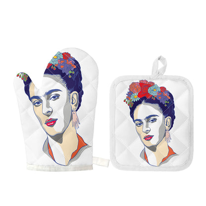 Magdalena Carmen Frida Kahlo Print Oven Mitt And Pot Holder Set
