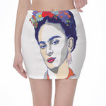 Magdalena Carmen Frida Kahlo Print Pencil Mini Skirt