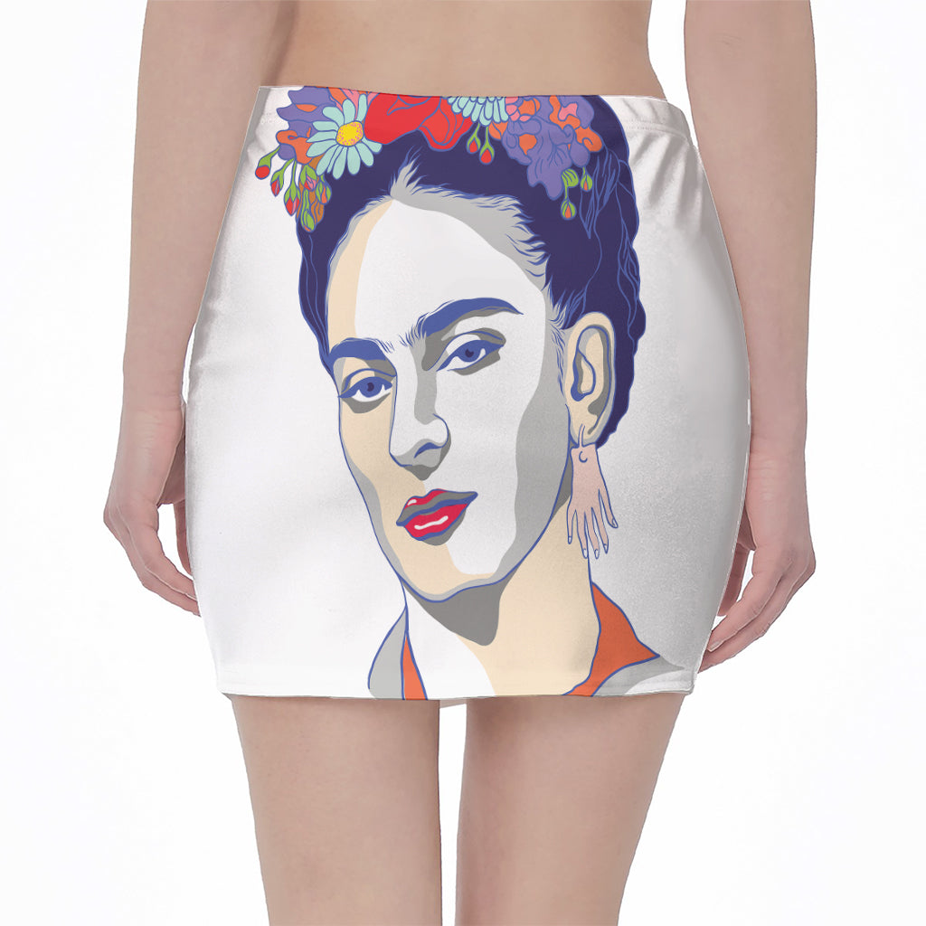 Magdalena Carmen Frida Kahlo Print Pencil Mini Skirt