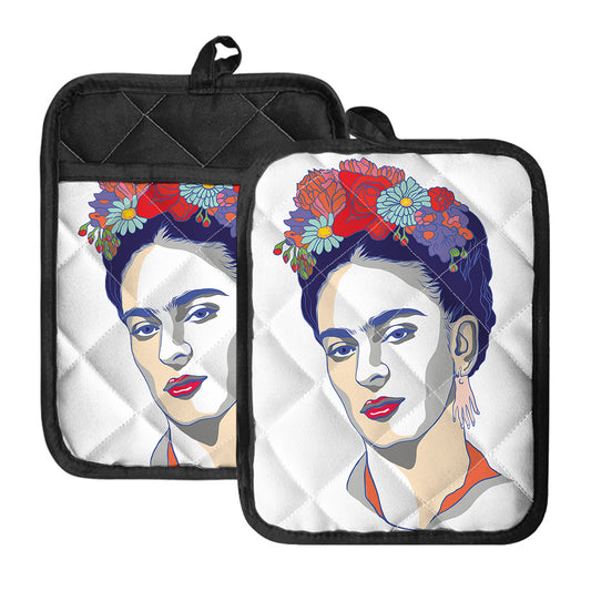 Magdalena Carmen Frida Kahlo Print Pot Holders With Pocket