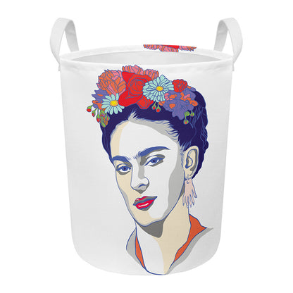 Magdalena Carmen Frida Kahlo Print Round Laundry Basket